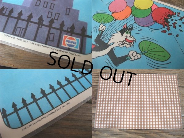 画像2: 70s Vintage Pepshi Luch Mat TWEETY&SILVESTER (NK-298)  (2)