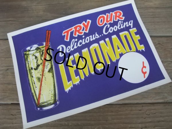 画像1: SALE!! Vintage LEMONADE AD Poster Sign (NK562)  (1)