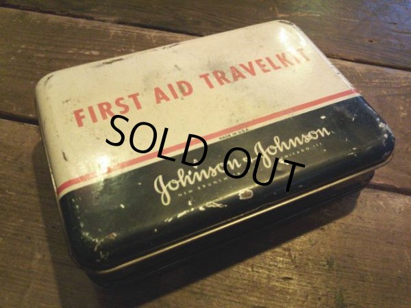 画像1: 70s Vintage Johnson&Johnson First AID Tin Can (NK981) (1)