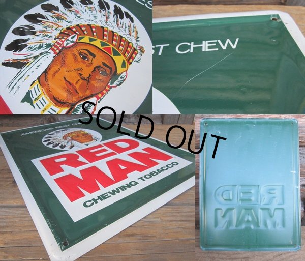 画像2: Vintage Red Man Chewing Tabacco Sign (PJ414)  (2)
