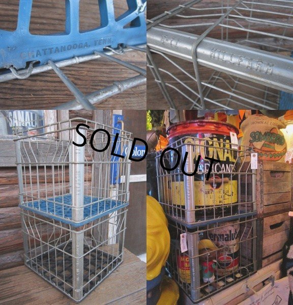 画像3: Vintage Meral Wire Milk Crate Blue (PJ484) (3)