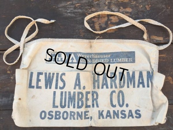 画像1: Vintage Carpenter Nail Apron / LEWIS A. HARDMAN LUMBER (PJ730) (1)