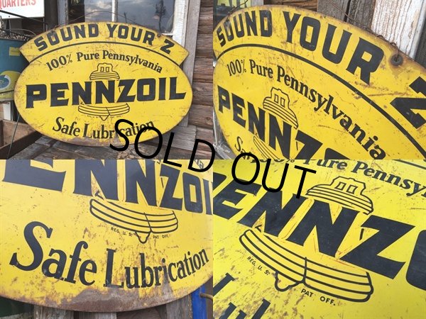 画像3: 50s Vintage PENNZOIL Double Sided Sign (PJ959)  (3)