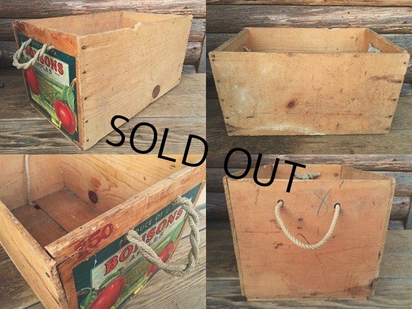 画像2: Vintage Wood BONSONS APPLE Fruit Crate Box (DJ44)  (2)