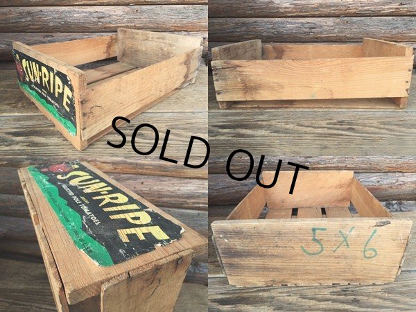 画像2: Vintage Wood SUN-RIPE Tomato Fruit Crate Box (DJ40)  (2)