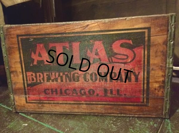 画像1: Vintage ATLAS Crate Wooden Box (DJ211)  (1)