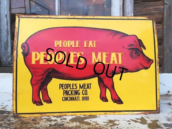 画像1: Vintage Peoples Meat Sign (DJ235) (1)