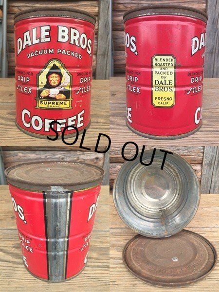 画像2: Vintage DALE BROS Coffee Tin Can #L (DJ251) (2)