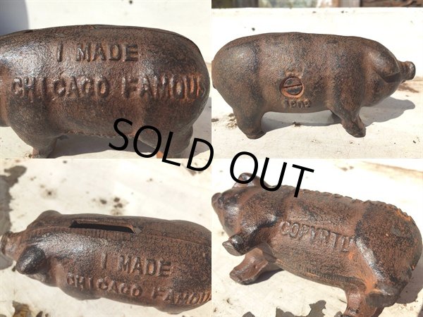 画像2: Vintage Cast Iron Pig  Piggy Bank (DJ252) (2)