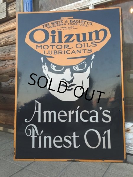 画像1: Vintage OILZUM MOTOR OILS Porcelain Sign (DJ341) (1)