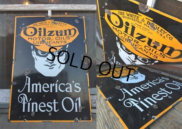 画像3: Vintage OILZUM MOTOR OILS Porcelain Sign (DJ341) (3)
