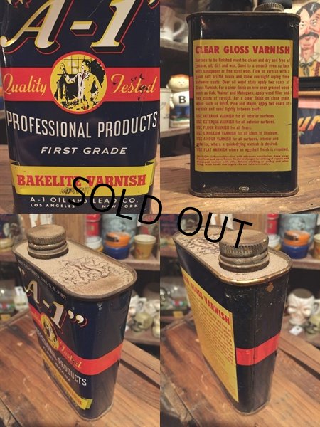 画像2: Vintage A-1 OIL Bakelite Varnish Can (DJ364) (2)