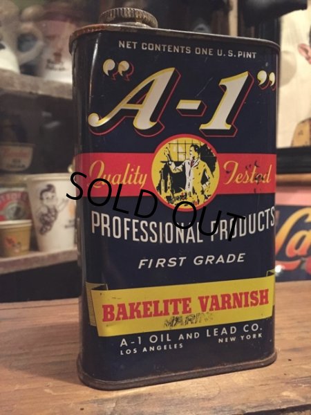 画像1: Vintage A-1 OIL Bakelite Varnish Can (DJ364) (1)