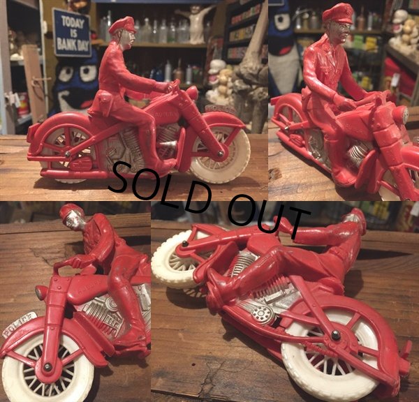 画像2: Vintage AUBURN Rubber Toy Motorcycle Police Bike #B (DJ384) (2)