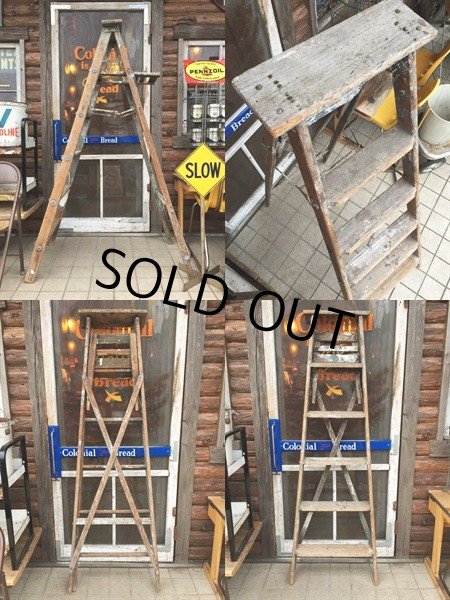 画像2: SALE Vintage Wood Ladder (DJ461)  (2)