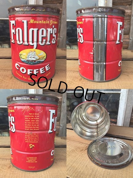 画像2: Vintage Folger's Coffee Can Two Pounds #K (DJ473) (2)