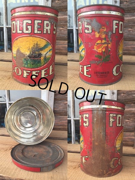画像2: Vintage Folger's Coffee Can Two Pounds #J (DJ470) (2)