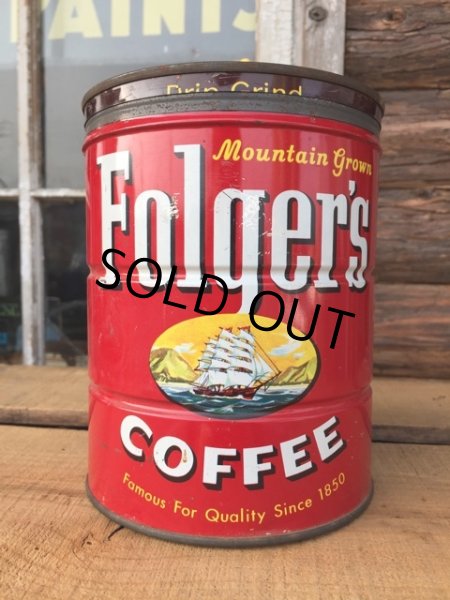 画像1: Vintage Folger's Coffee Can Two Pounds #K (DJ473) (1)
