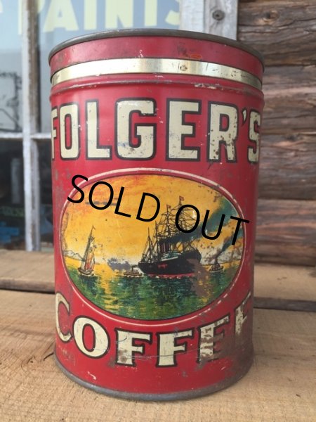 画像1: Vintage Folger's Coffee Can Two Pounds #J (DJ470) (1)