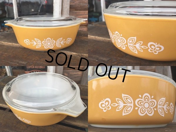画像2: Old Pyrex Casseroles Golden Butterfly (DJ629） (2)