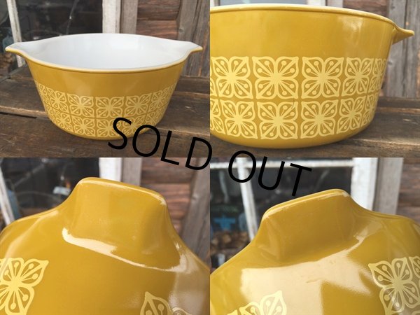 画像2: Old Pyrex Casseroles Double Square Flower (DJ631） (2)