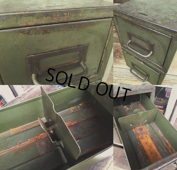 画像2: Vintage 2 Drawer Mettal Card File Cabinet (DJ667) (2)