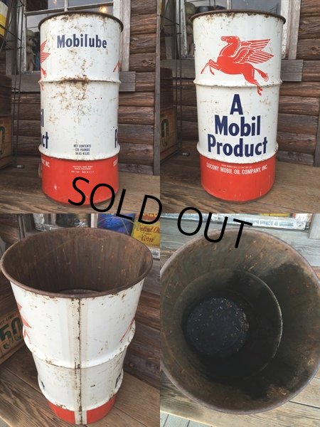 画像2: 50s Vintage Mobil Oil Red Pegasus Drum Can (DJ690) (2)