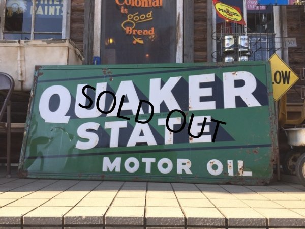 画像1: 40s Vintage Quaker State Moter Oil Store Display Sign (DJ760) (1)