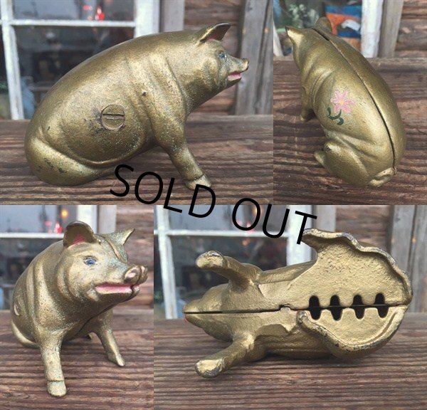 画像2: Vintage ACW Cast Iron Pig  Piggy Bank #A (DJ784) (2)
