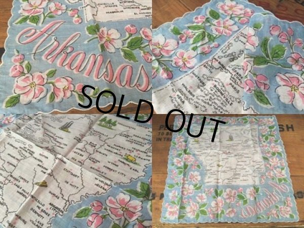 画像2: 50s Vintage Souvenir Handkerchief State of Arkansas (DJ825) (2)
