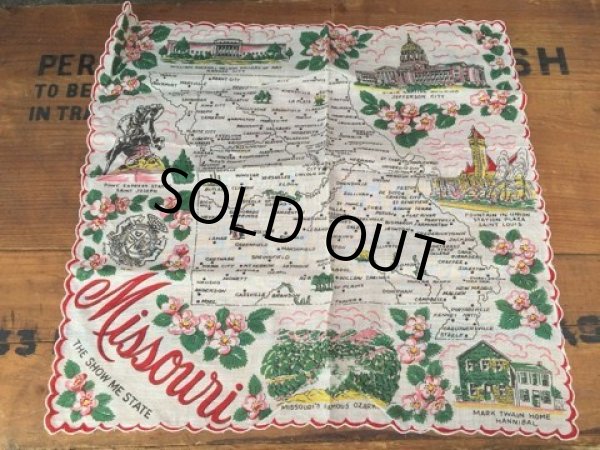 画像1: 50s Vintage Souvenir Handkerchief State of Missouri (DJ824) (1)