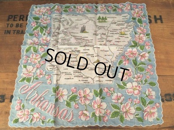 画像1: 50s Vintage Souvenir Handkerchief State of Arkansas (DJ825) (1)