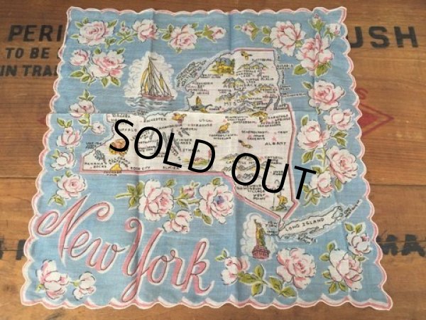 画像1: 50s Vintage Souvenir Handkerchief State of New York (DJ822) (1)