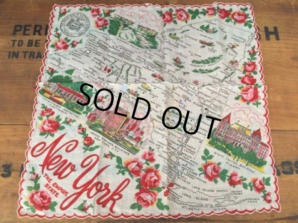 画像1: 50s Vintage Souvenir Handkerchief State of New York (DJ823) (1)