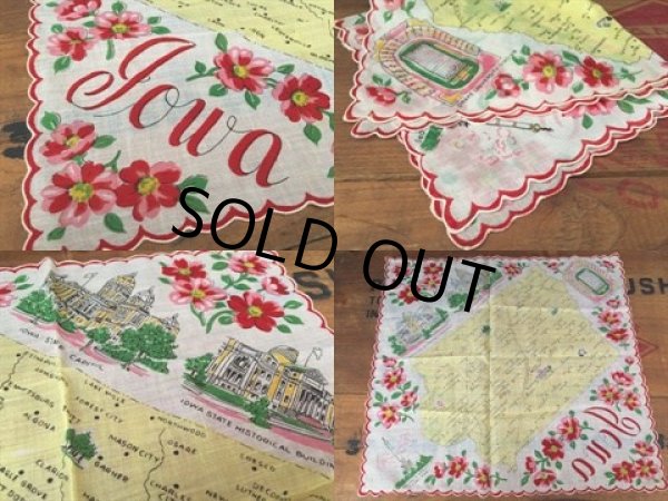 画像2: 50s Vintage Souvenir Handkerchief State of Iowa (DJ819) (2)