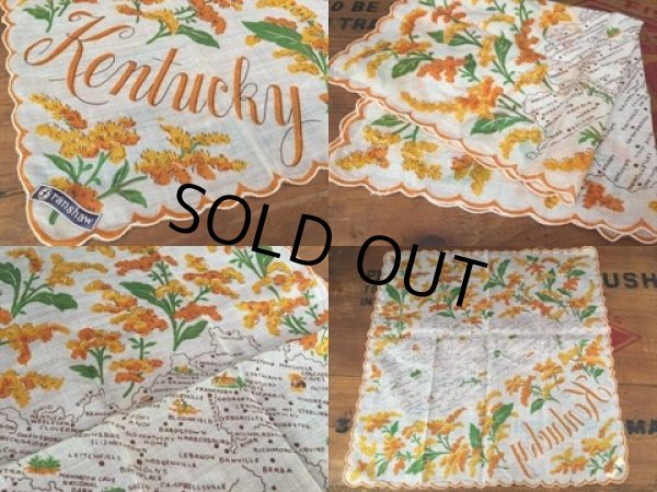 画像2: 50s Vintage Souvenir Handkerchief State of Kentucky (DJ818) (2)