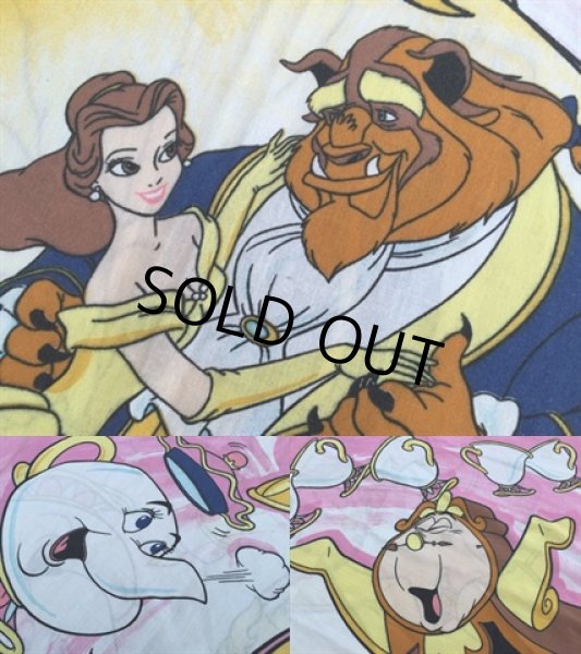 画像3: Vintage Flat Sheet / Disney Beauty and the Beast (DJ859) (3)