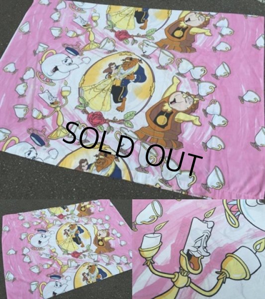 画像2: Vintage Flat Sheet / Disney Beauty and the Beast (DJ859) (2)