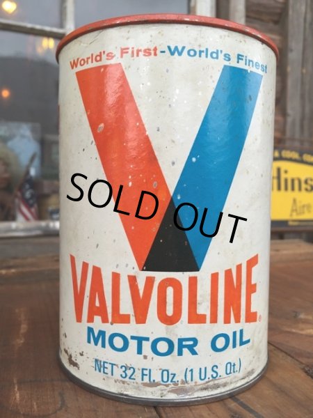 画像1: SALE！ Vintage Valvoline 1 Quart Motor Oil Can (DJ869)  (1)