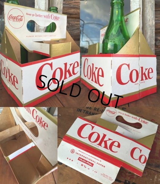画像2: Vintage Soda 6-Pac bottles Cardboard carrying case / Coca Cola (DJ925) (2)