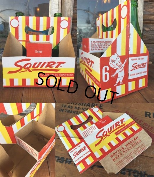 画像2: Vintage Soda 6-Pac bottles Cardboard carrying case / Squirt (DJ918) (2)