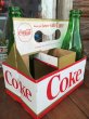 画像1: Vintage Soda 6-Pac bottles Cardboard carrying case / Coca Cola (DJ925) (1)