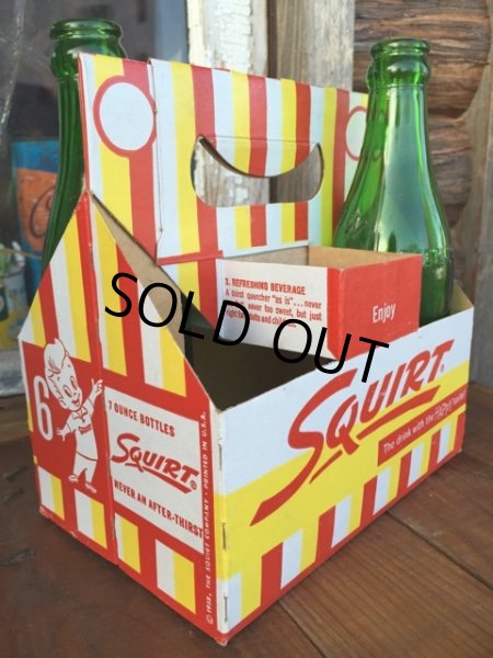 画像1: Vintage Soda 6-Pac bottles Cardboard carrying case / Squirt (DJ918) (1)