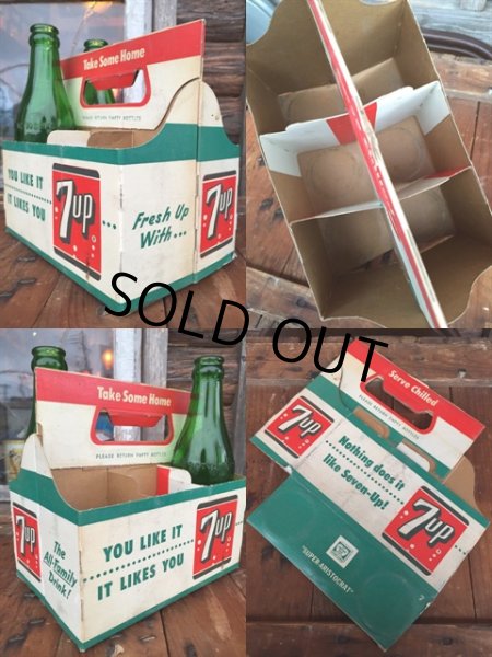 画像2: Vintage Soda 6-Pac bottles Cardboard carrying case / 7UP (MA49) (2)