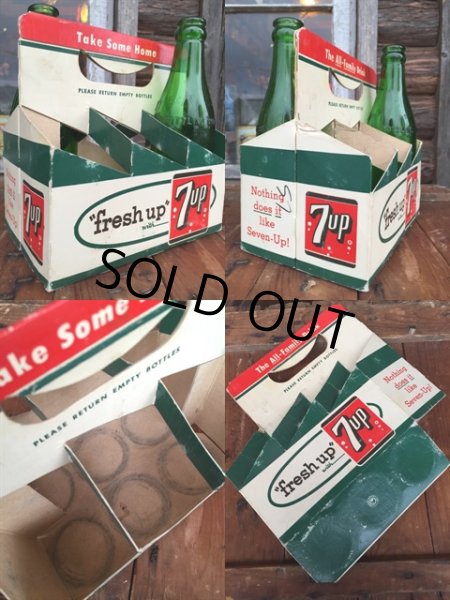 画像2: Vintage Soda 6-Pac bottles Cardboard carrying case / 7UP (MA51) (2)