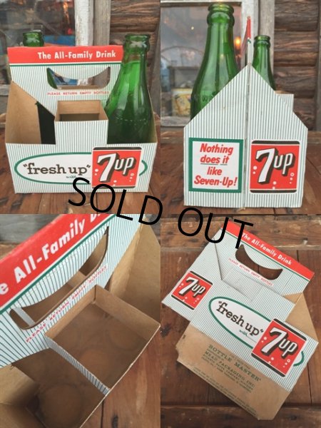 画像2: Vintage Soda 6-Pac bottles Cardboard carrying case / 7UP (MA50) (2)
