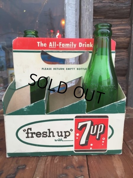 画像1: Vintage Soda 6-Pac bottles Cardboard carrying case / 7UP (MA51) (1)