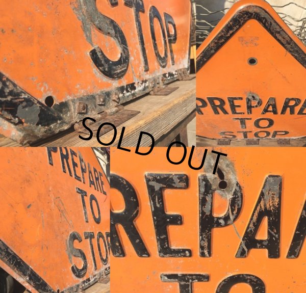 画像2: Vintage Road Sign PREPARE TO STOP (MA62) (2)