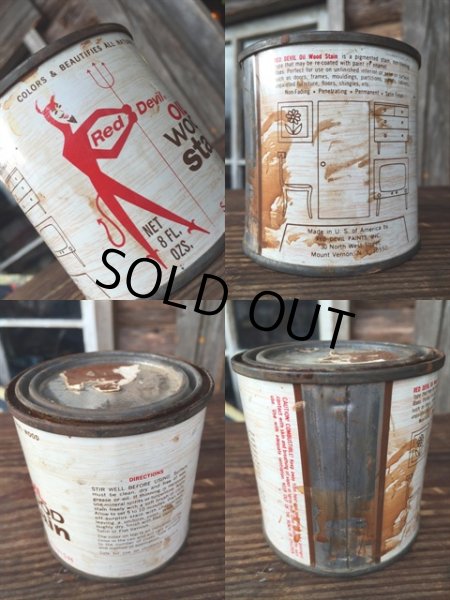 画像2: Vintage Red Devil Oil Wood Stain Can (MA202) (2)