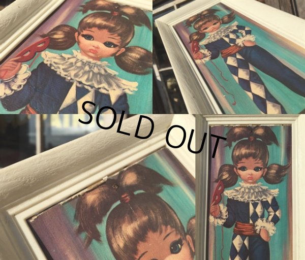 画像2: SALE！60s Eden Vintage Big Eyes Art Harlequin (MA292) (2)